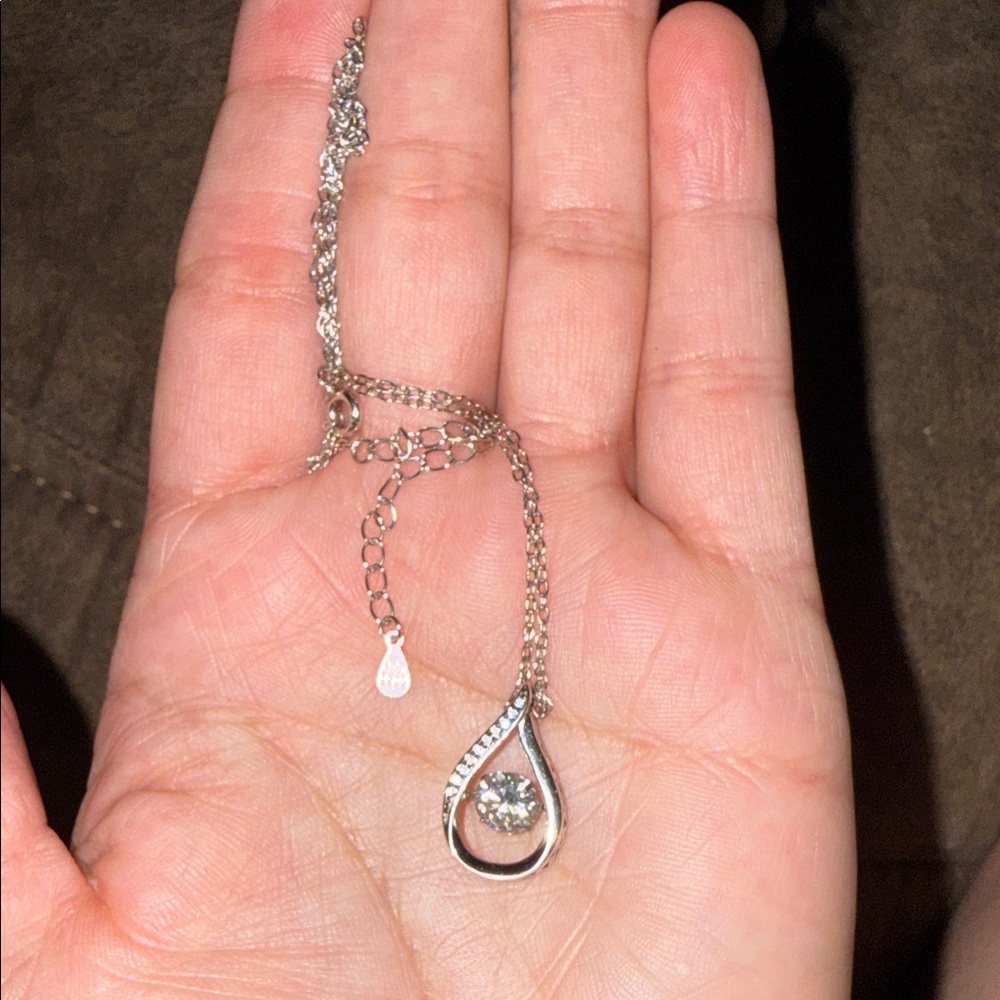 Elegant Silver Mossanite Teardrop Pendant Necklace
